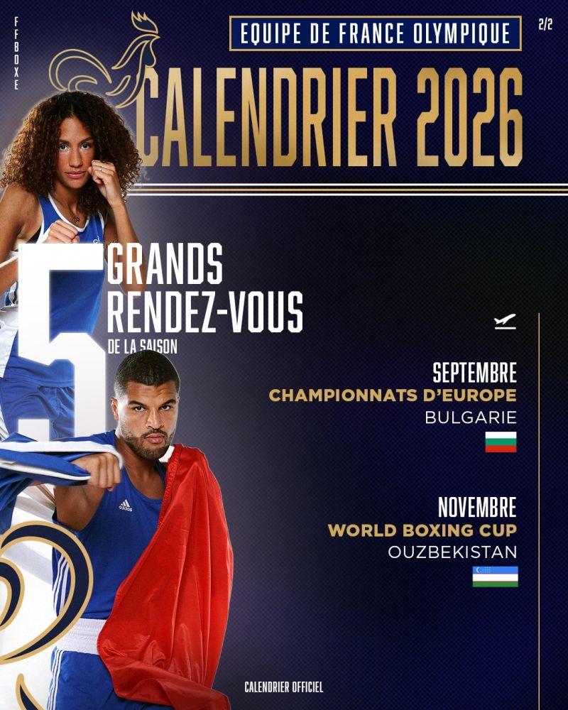 Calendrier 2026 de l’équipe de France olympique — Championnats d’Europe en Bulgarie